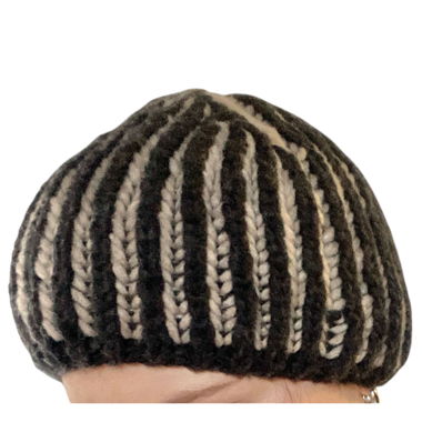 NEU Unikat Beanie Strickmütze Grau & Hellbeige