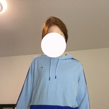 Lacoste Hoodie Blue White Colourblock Size S