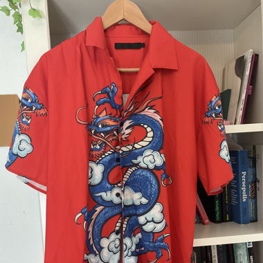 Mennace Dragon print Shirt in red
