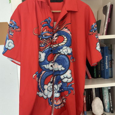 Mennace Dragon print Shirt in red