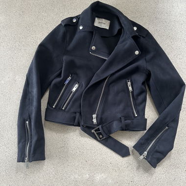 Stradivarius Biker Jacket Dark Blue