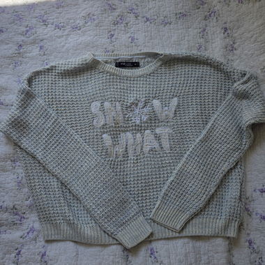 Pull en maille gris/bleu M