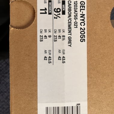 Asics GEL NYC Carbon/Cement Grey
