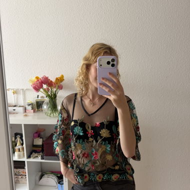 Top floreale trasparente