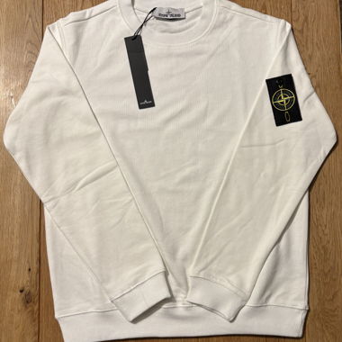 Pull Stone Island blanc patch bras