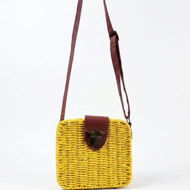 Trendy Yellow Basket Crossbody Bag