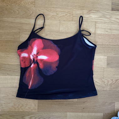 Black Tank Top with Floral Print