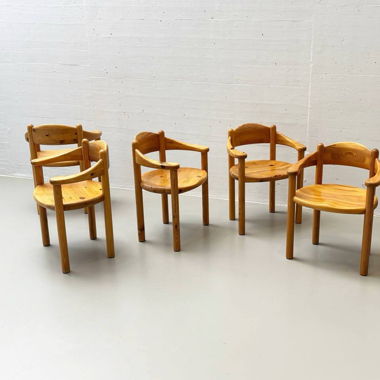 6 Stühle aus Kieferholz, Rainer Daumiller