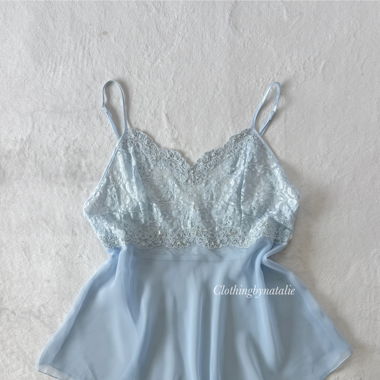 Meerjungfrau Blaues Spitzen-Chiffon-Babydoll (L/XL)