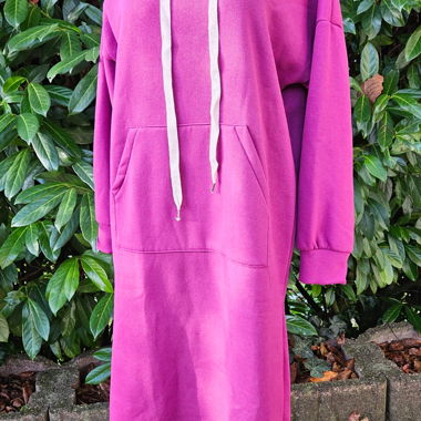 Kuscheliges Sweat Hoodie Kleid in Fuchsia