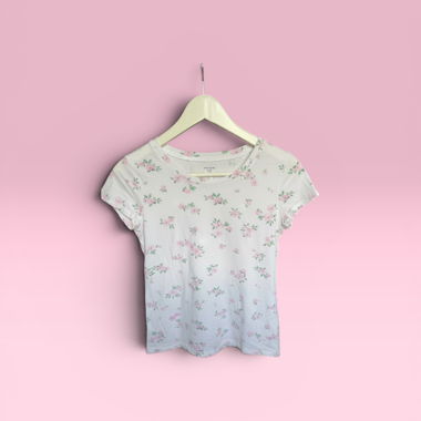 Blauweisses Blumen T-Shirt
