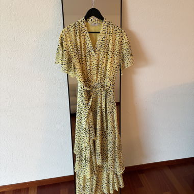 Yellow patterned dress , size 36