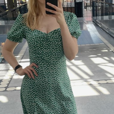 Green floral midi dress