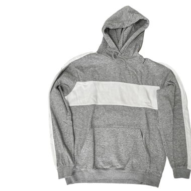 grauer Hoodie mit weissem Streifen (unisex,M, H&M)