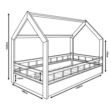 Lit cabane enfant et matelas