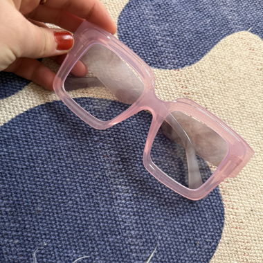 Pink oversized blue light glasses