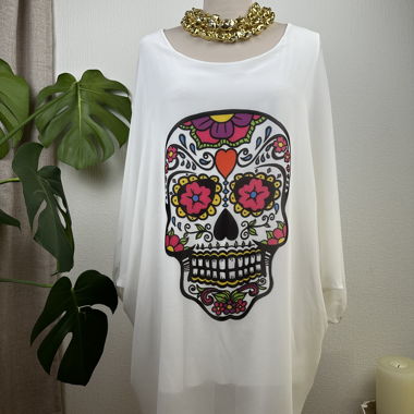 White Tunic with Skull Print