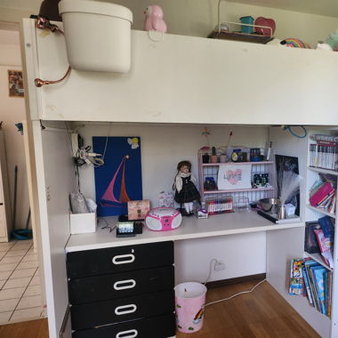 Lit mezzanine, armoire, bureau