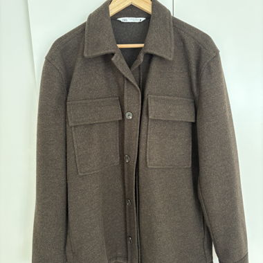 Giacca Overshirt ZARA in Lana Misto Marrone