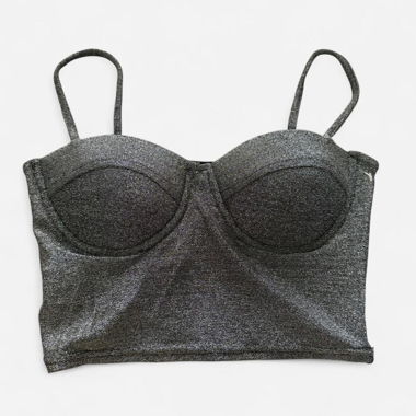 Grey Sparkle Crop Bustier