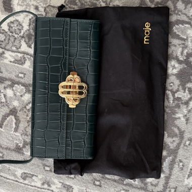 Maje Krokotasche dunkelgrün