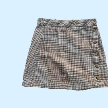 Chequered Mini Skirt with Button Down Detail