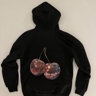 Black Hoodie with Cherry Print