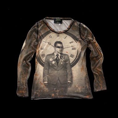 Gaultier AW2003 Clockwork Print Mesh Longsleeve