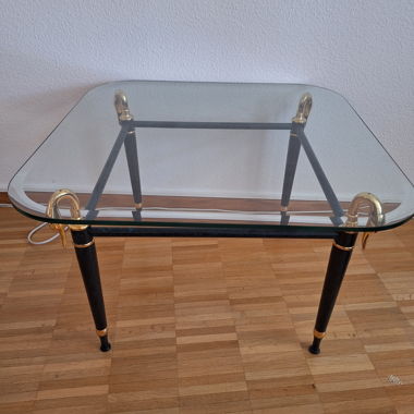 Glass side table with golden duck heads