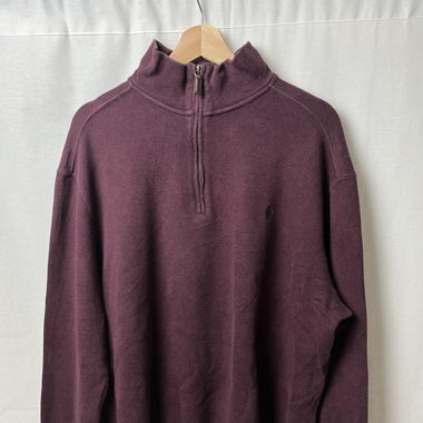 Pull zip Ralph Lauren rouge foncé 