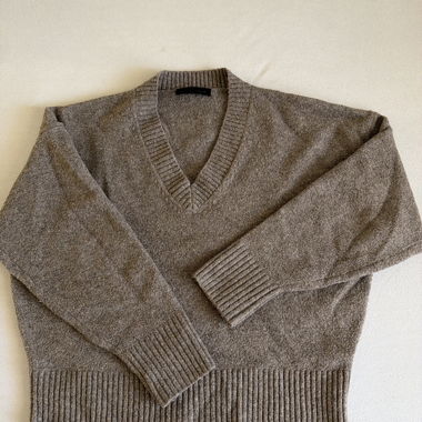 Beige oversized V-neck sweater