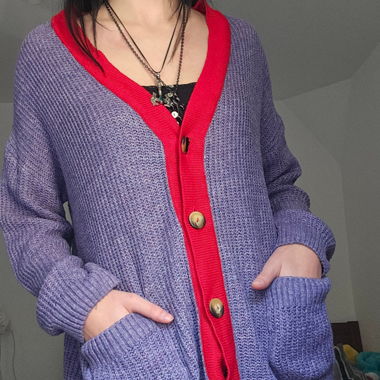 Cardigan violet en maille