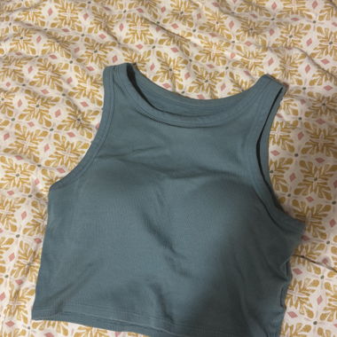 Turquoise Ribbed Crop Top (Uniqlo)