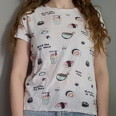 T-shirt japonais sushi blanc