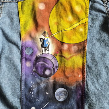 Giacca di jeans UNIKAT con pittura del Piccolo Principe