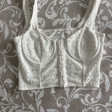 White Eyelet Lace Crop Top