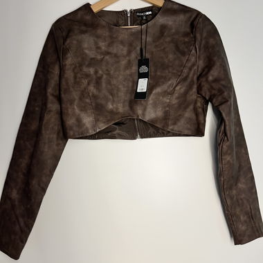 Top in finta pelle marrone