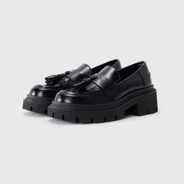 Mocassins noirs à semelle épaisse Even&Odd