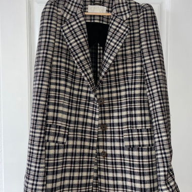 Chloé XS Plaid Coat Beige Blue