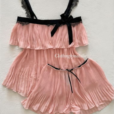 Coquette Pleated Chiffon Loungewear Set Size S