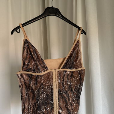 Zebra Print Sequin Corset