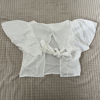 White Flounce Sleeve Top