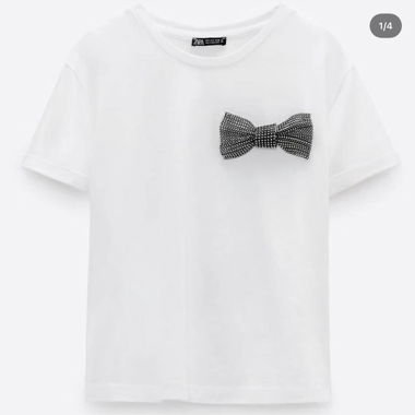 T-shirt bianca ZARA con fiocco