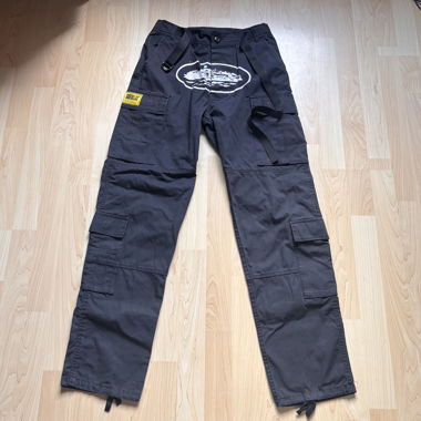 Corteiz cargo trousers - black/white