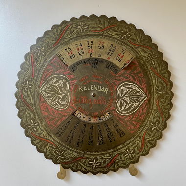 Messing Antik 100 Jahr Kalender, Durchmesser 20 cm