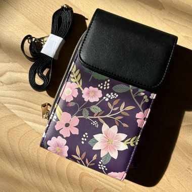 Sac à bandoulière fleuri multi-poches
