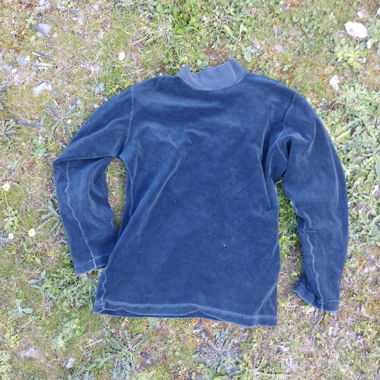 Black Velour Sweatshirt with High Neck