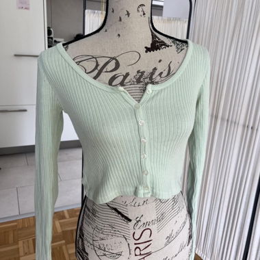 Cardigan côtelé vert menthe