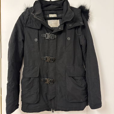 SLY Black Coat with Fur Hood (shorter Version) 