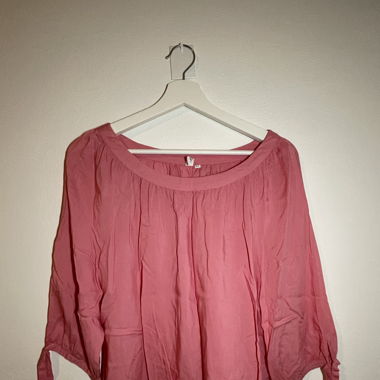 Pinke, weite Bluse, 3/4 Armlänge